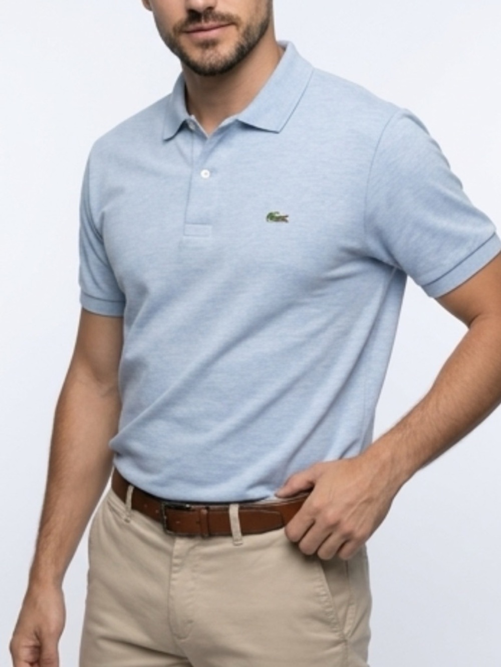 Lacoste Classic fit Polo Shirt Light Blue Cotton Pique Men’s XXL FR 7 Like New